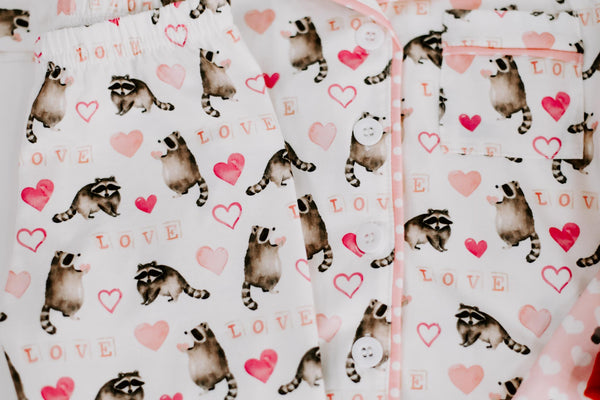 Raccoon Valentine Kids Pajama Set