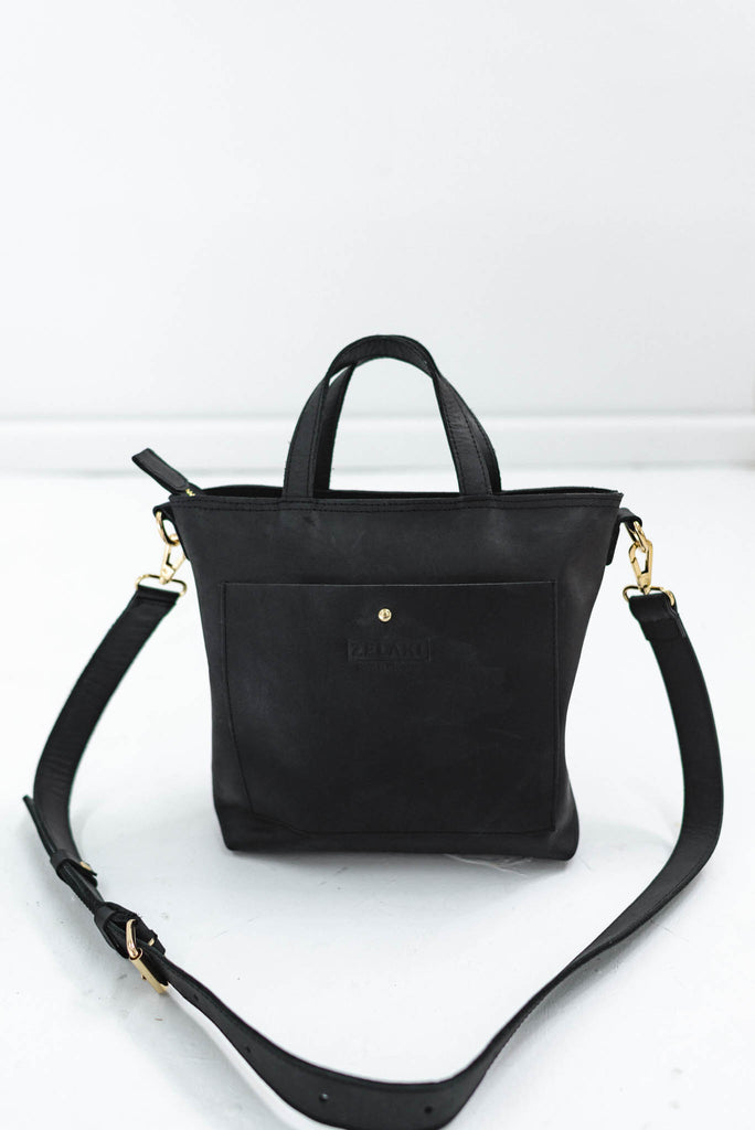 Zelaki Leather Co Gondar Leather Hand Bag in Black