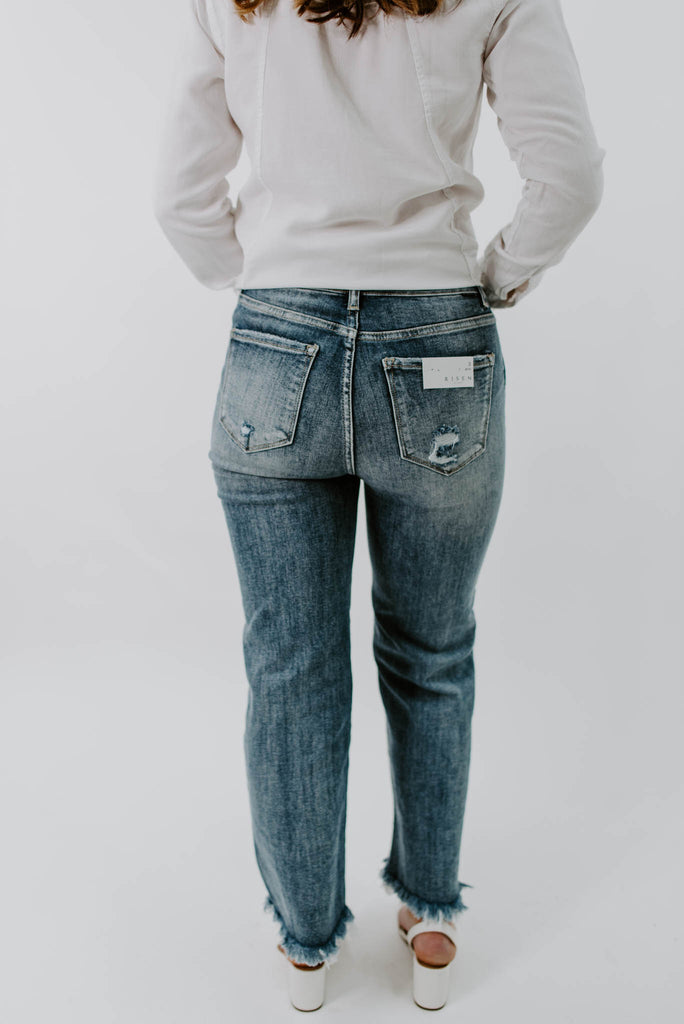Serena Distressed Frayed Hem Jeans | Risen