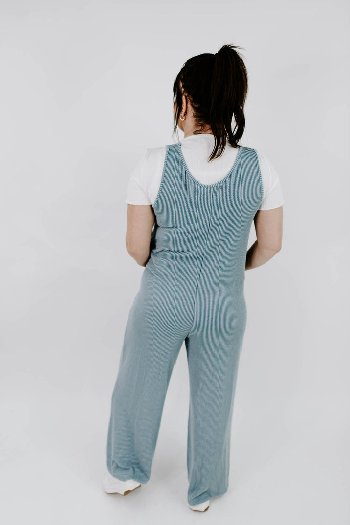 See You Soon Sleeveless Ribbed Jumpsuit