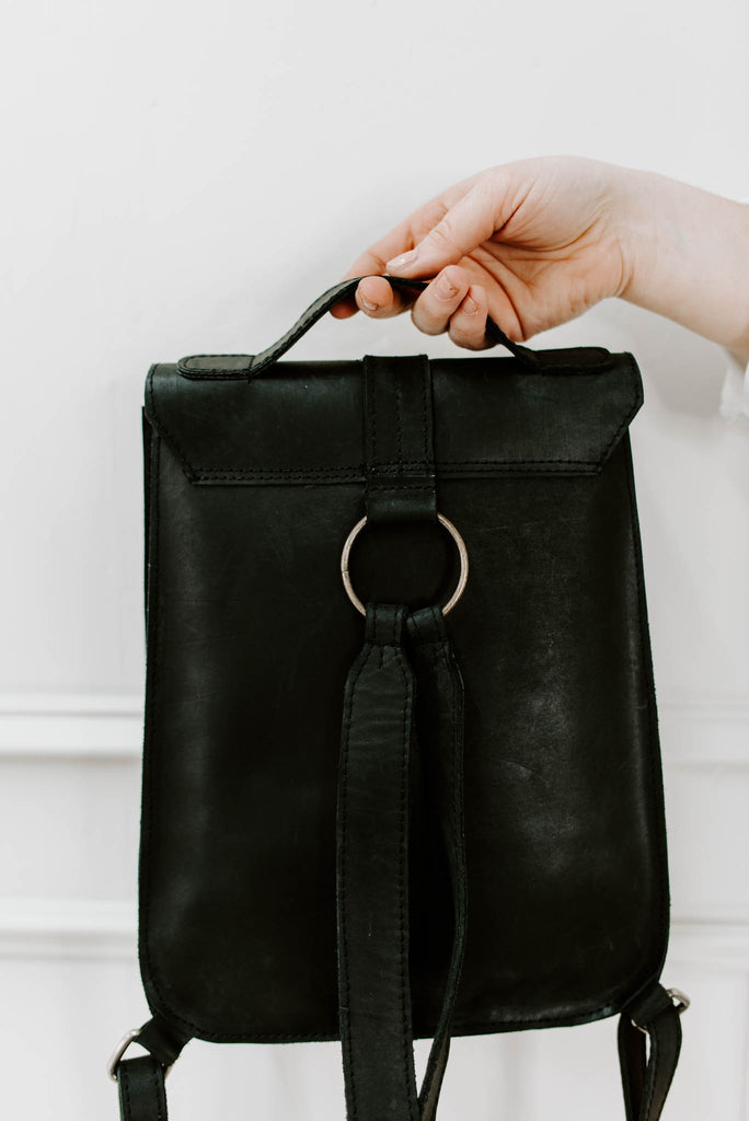 Zelaki Leather Co. Mini Backpack in Black