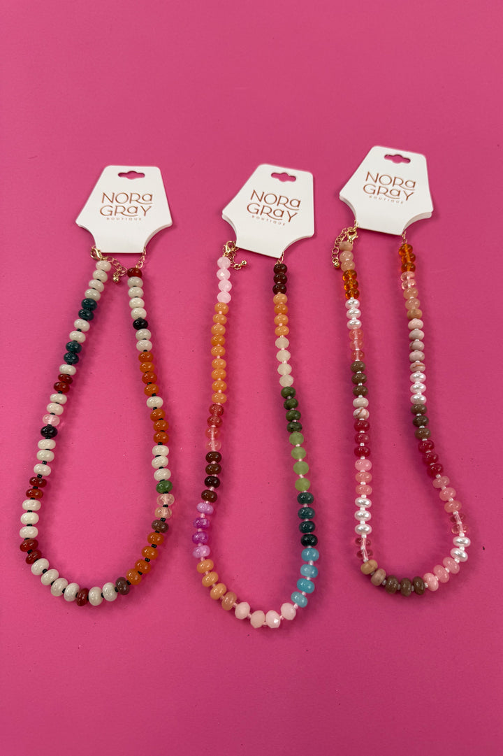 Natural Agate Glass Semi Precious Bead Necklaces