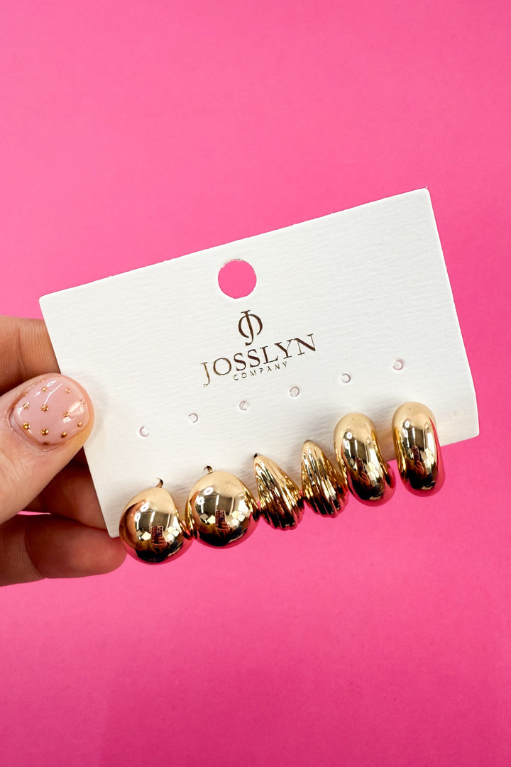 Multi Classic Trio Hoop Stud Earrings