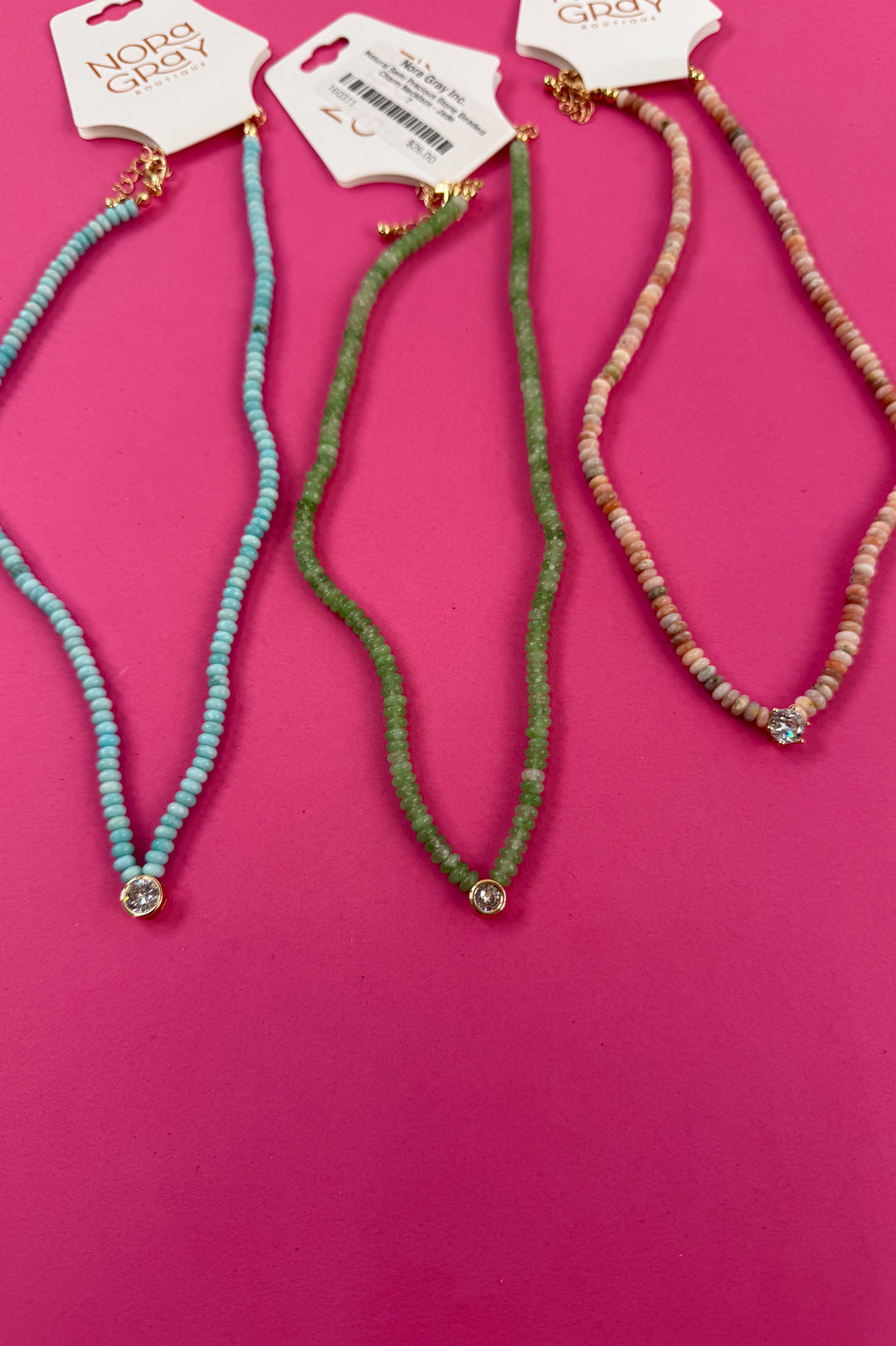 Natural Semi Precious Stone Beaded Charm Necklace