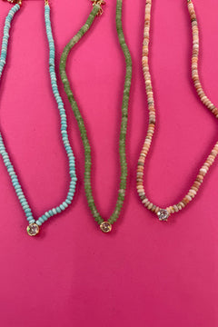 Natural Semi Precious Stone Beaded Charm Necklace
