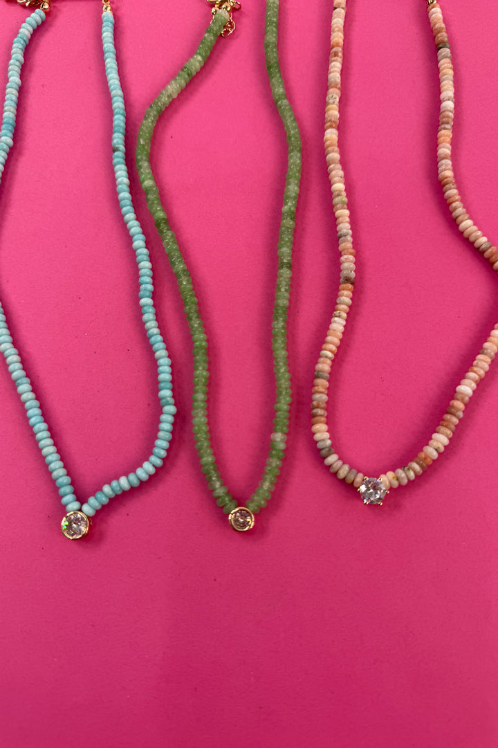 Natural Semi Precious Stone Beaded Charm Necklace