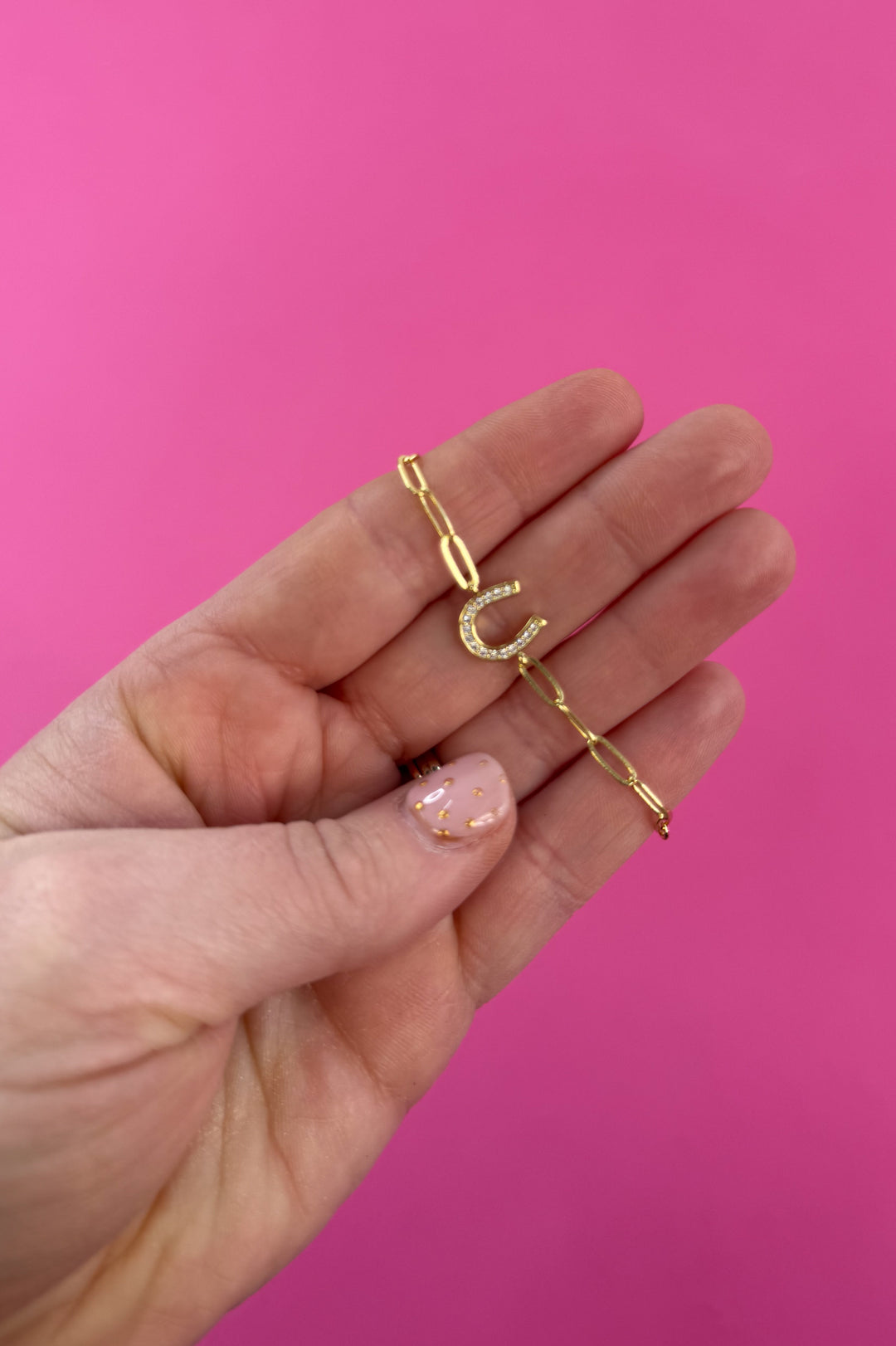 CZ Horseshoe Pulley 18K Gold Plated Bracelet