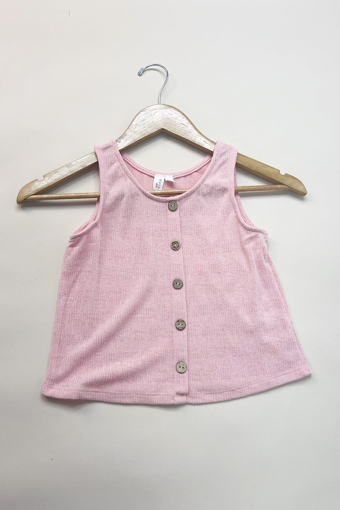 Girl's Patterned Button Detail Knit Tank