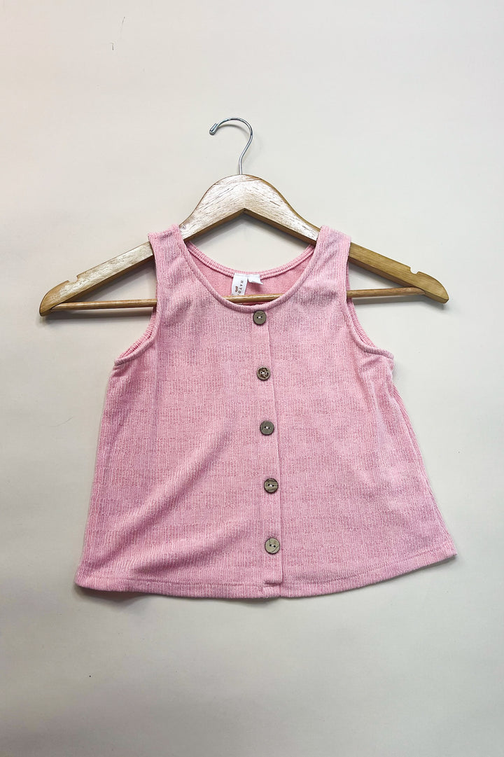 Girl's Patterned Button Detail Knit Tank