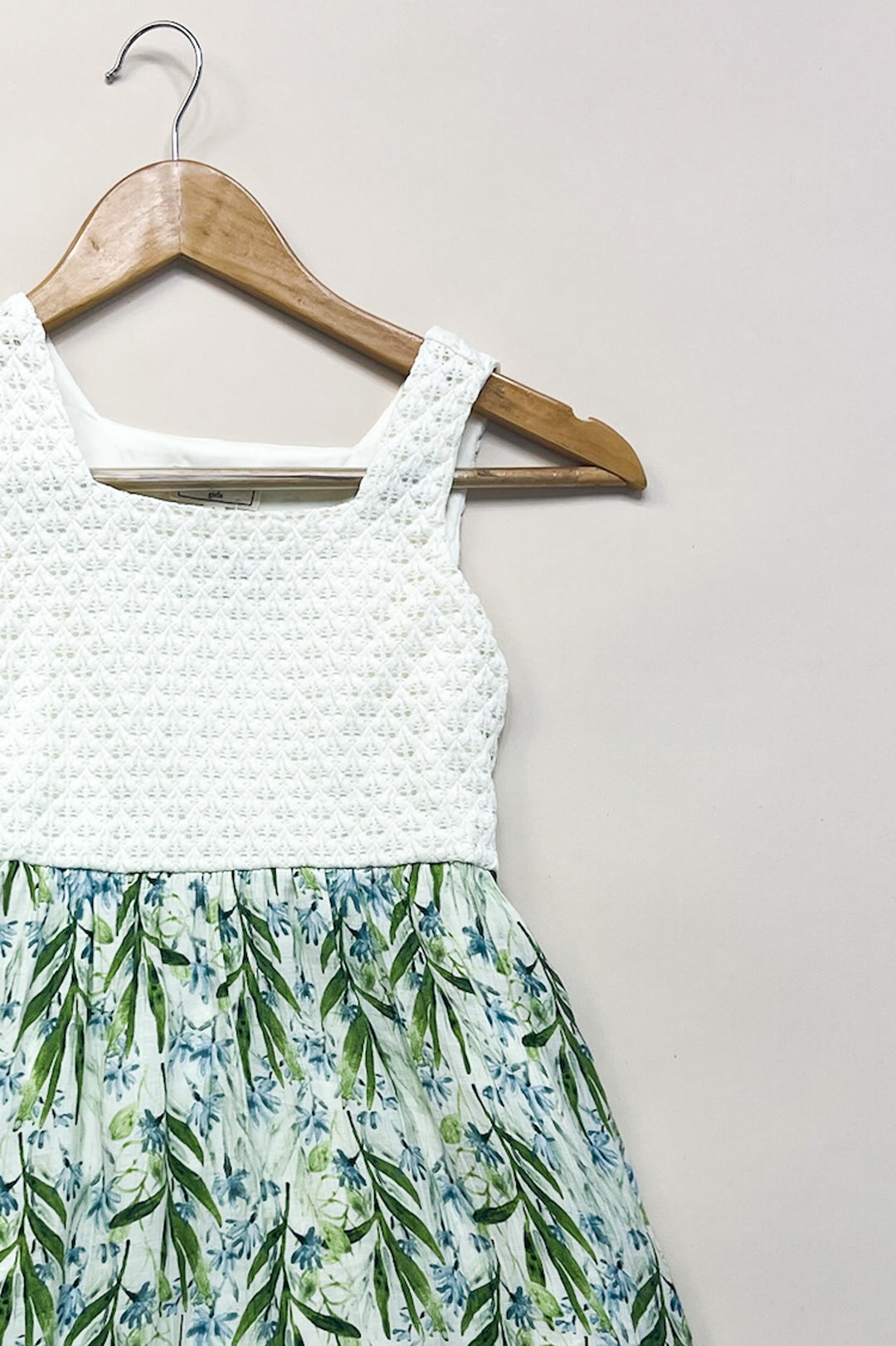 Girls Mix Media Textured Floral Dress