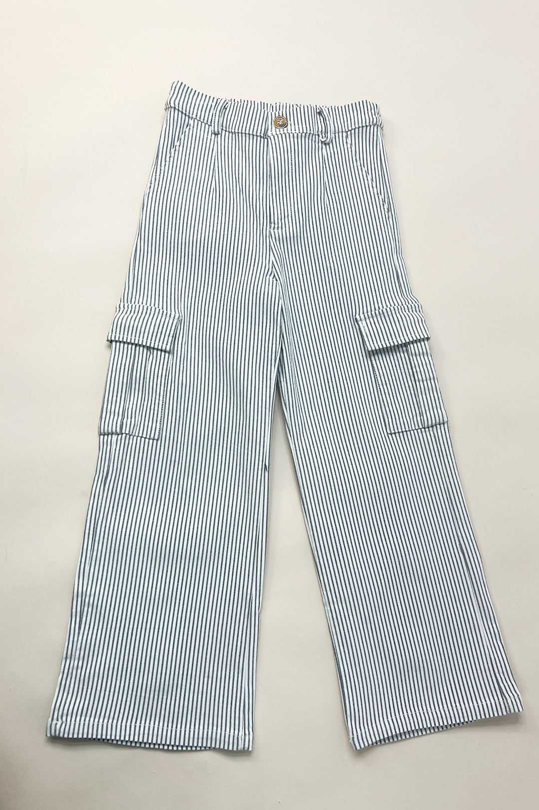 Girls Stretchy Pinstripe Cargo Carpenter Pants