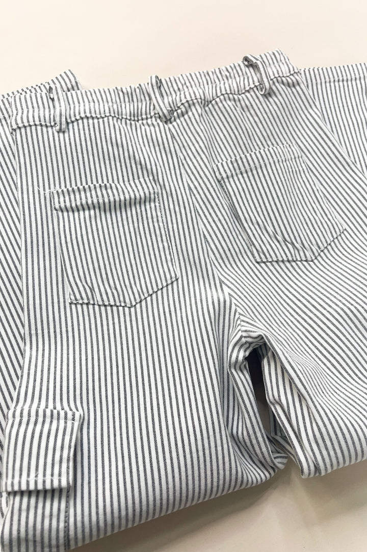 Girls Stretchy Pinstripe Cargo Carpenter Pants