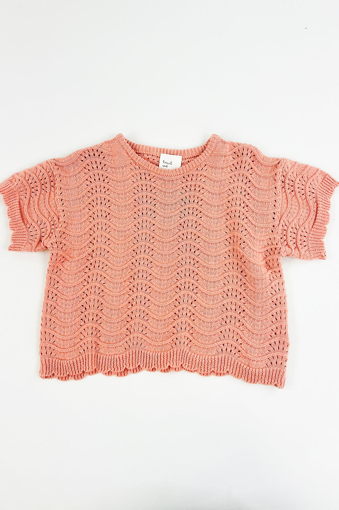 Tween Crochet Detail Short Sleeve Sweater