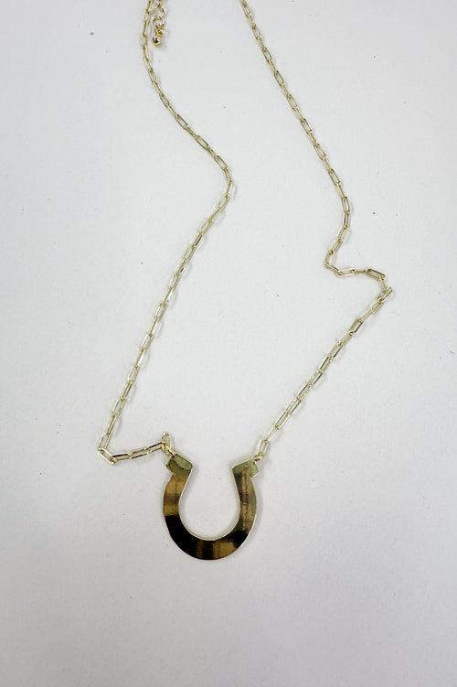 Large Horseshoe 18K Gold Dipped Necklace