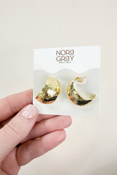Textured Extra Wide Rounded 18K Gold Dip Hoops