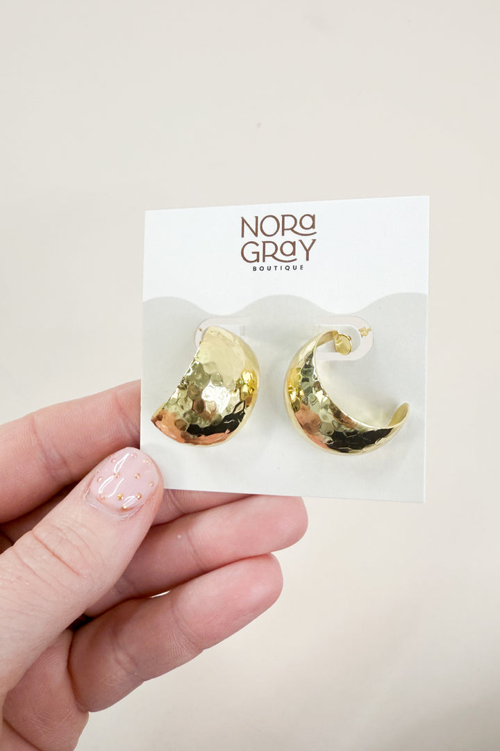 Textured Extra Wide Rounded 18K Gold Dip Hoops