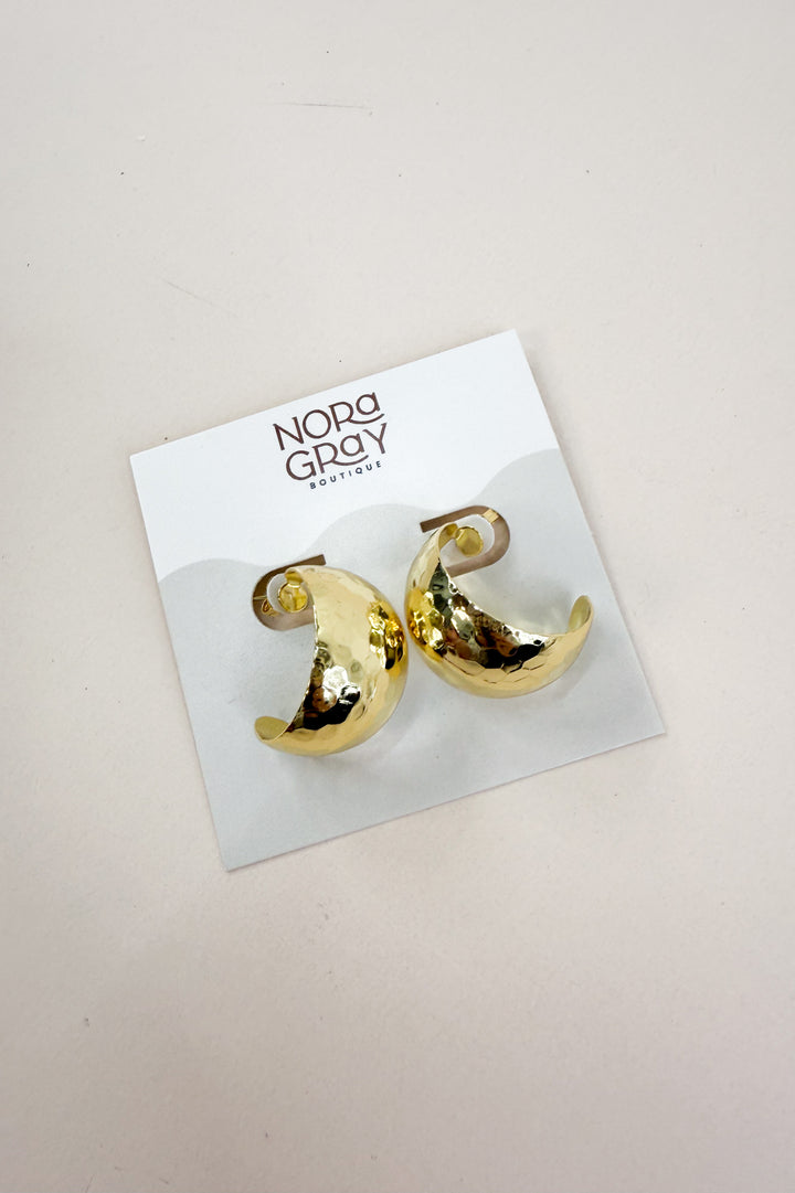 Textured Extra Wide Rounded 18K Gold Dip Hoops