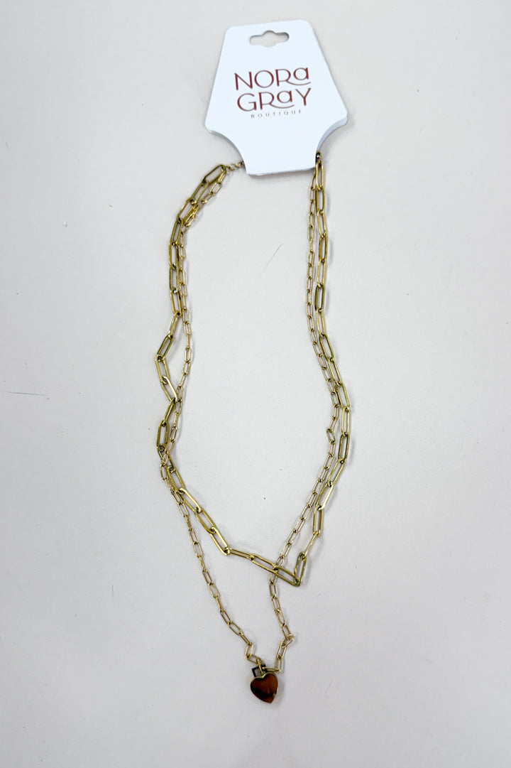 Multi Layer Heart Charm 18K Gold Dipped Necklace