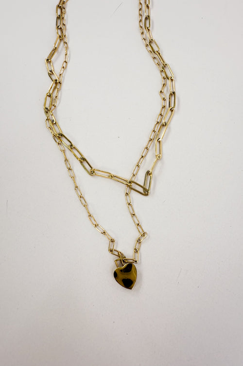 Multi Layer Heart Charm 18K Gold Dipped Necklace