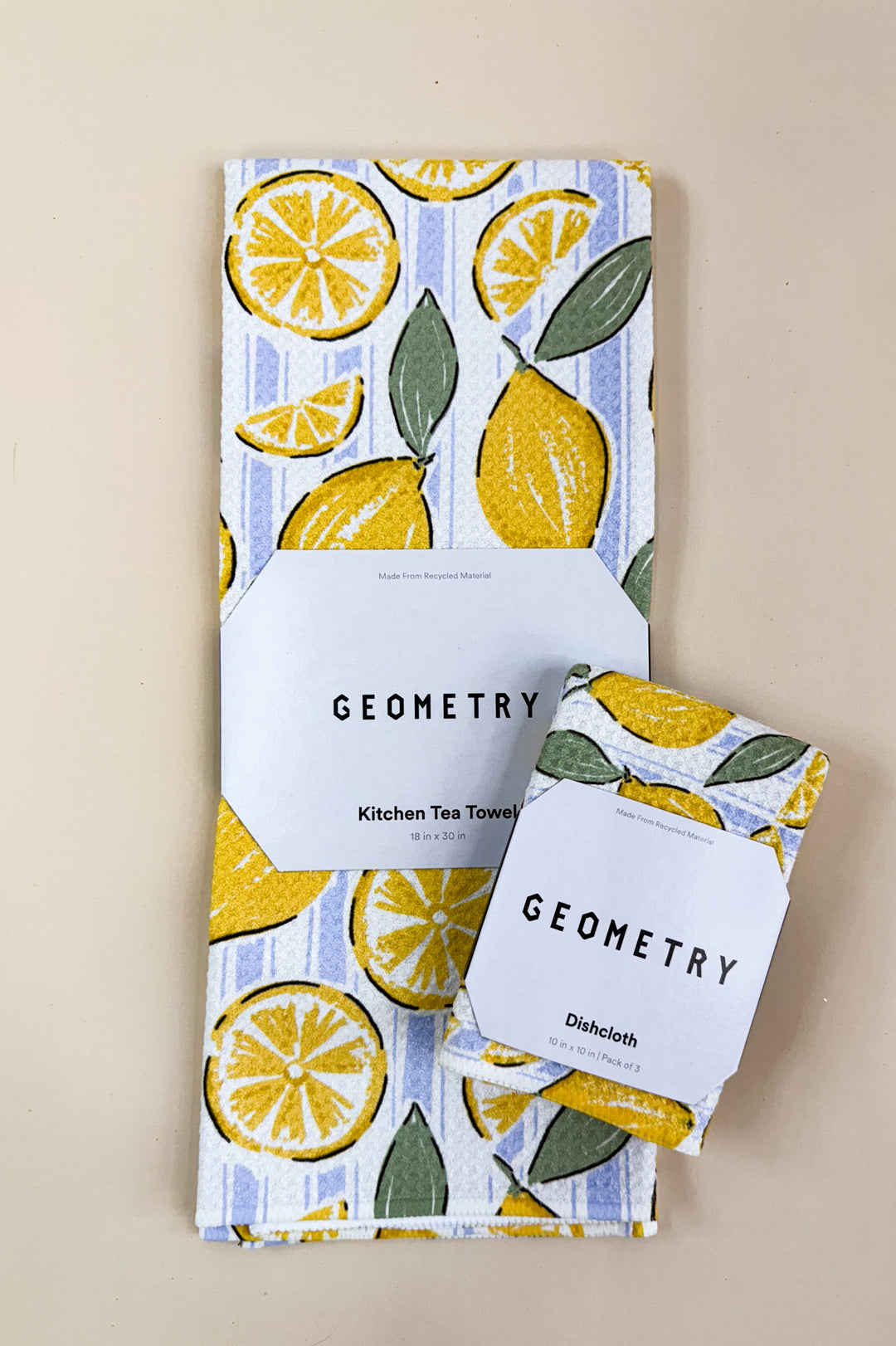 Sour Lemon Stripes Kitchen Tea Towel by Geometry