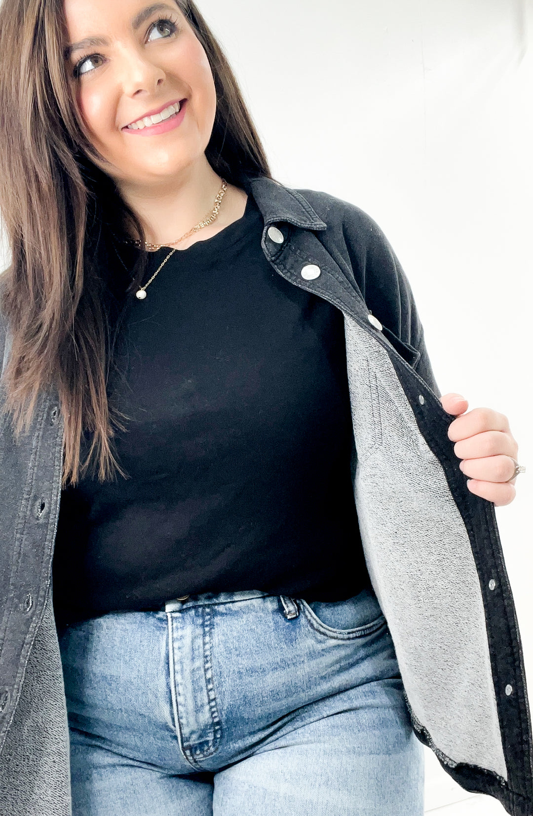 Charcoal Denim Wash Oversize Shacket