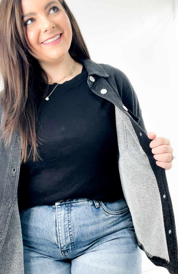 Charcoal Denim Wash Oversize Shacket