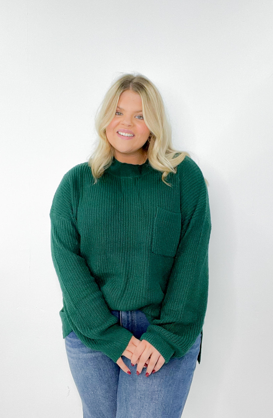 Oversize Mock Neck Curvy Pullover Sweater