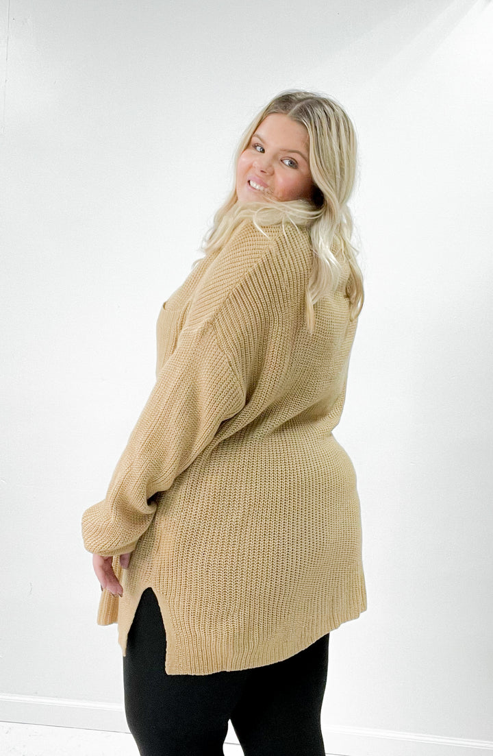Oversize Mock Neck Curvy Pullover Sweater