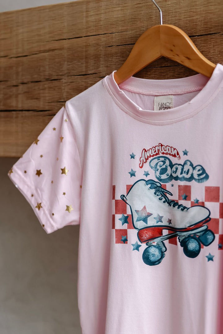 Girls American Babe Star Detail Tee