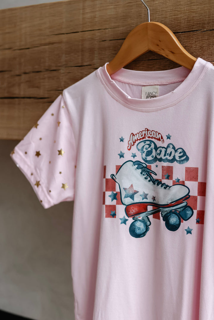 Girls American Babe Star Detail Tee