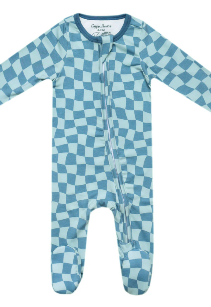 Miles Knit Zip Up Footie Pajamas | Copper Pearl