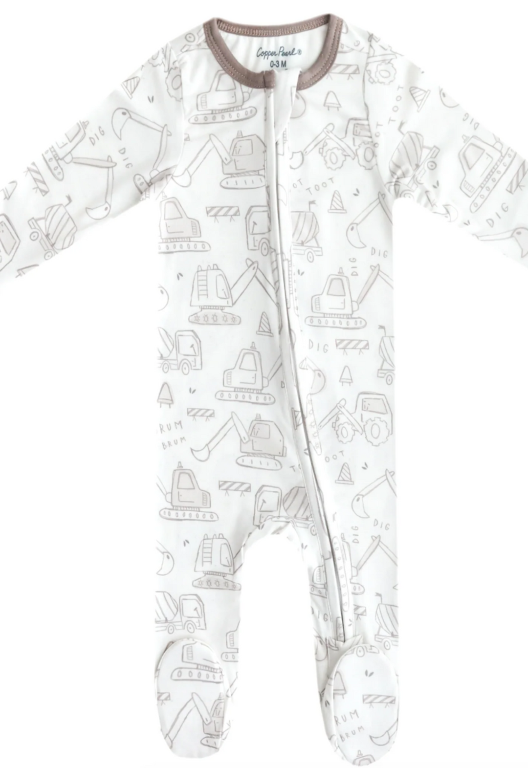 Gage Knit Zip Up Footie Pajamas | Copper Pearl