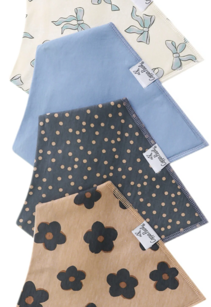 Gemma in Tan Bandana Bib Set (4-Pack) | Copper Pearl