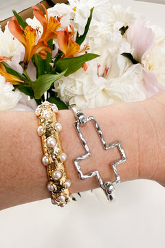 Silver Faithful Cross Cuff Bracelet