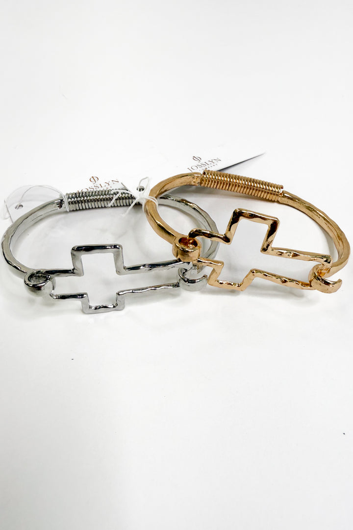 Silver Faithful Cross Cuff Bracelet