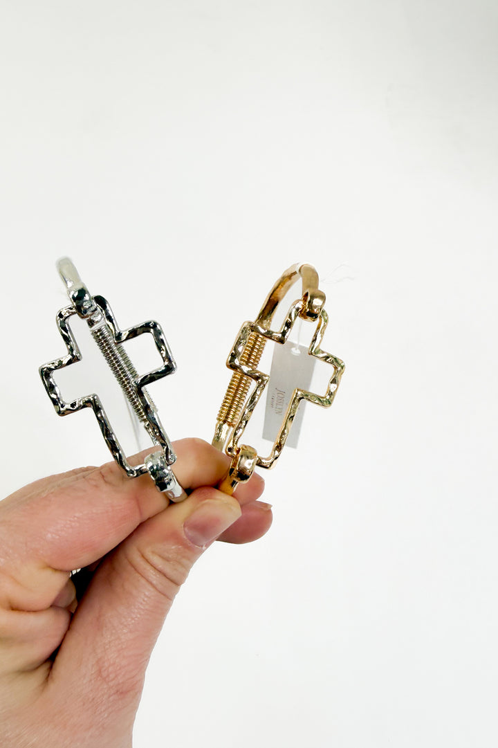 Silver Faithful Cross Cuff Bracelet