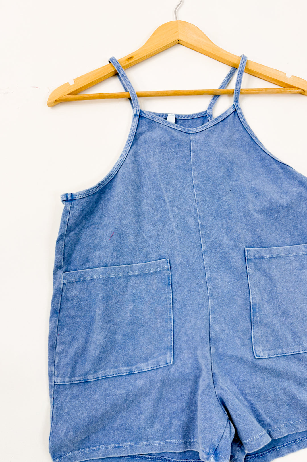 Girl's Two Pocket Mineral Wash Overall Romper