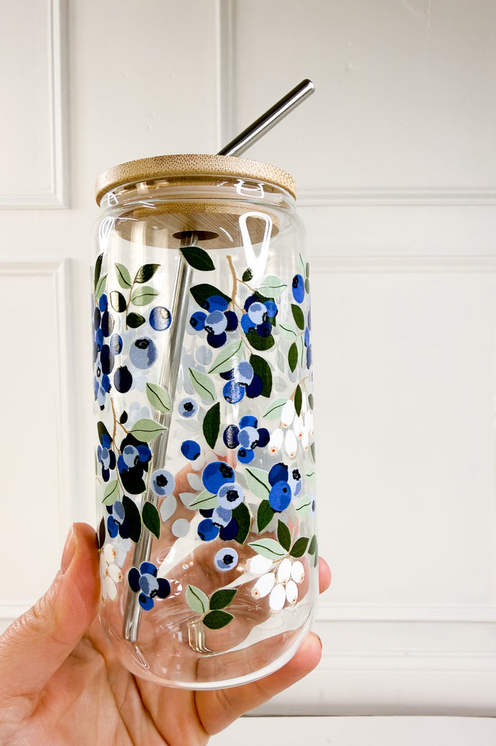 Blueberry Blossom Glass Tumbler