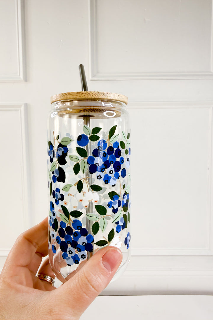 Blueberry Blossom Glass Tumbler