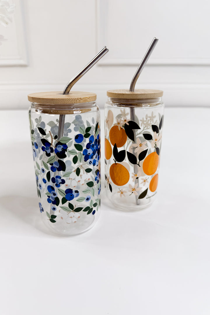 Blueberry Blossom Glass Tumbler
