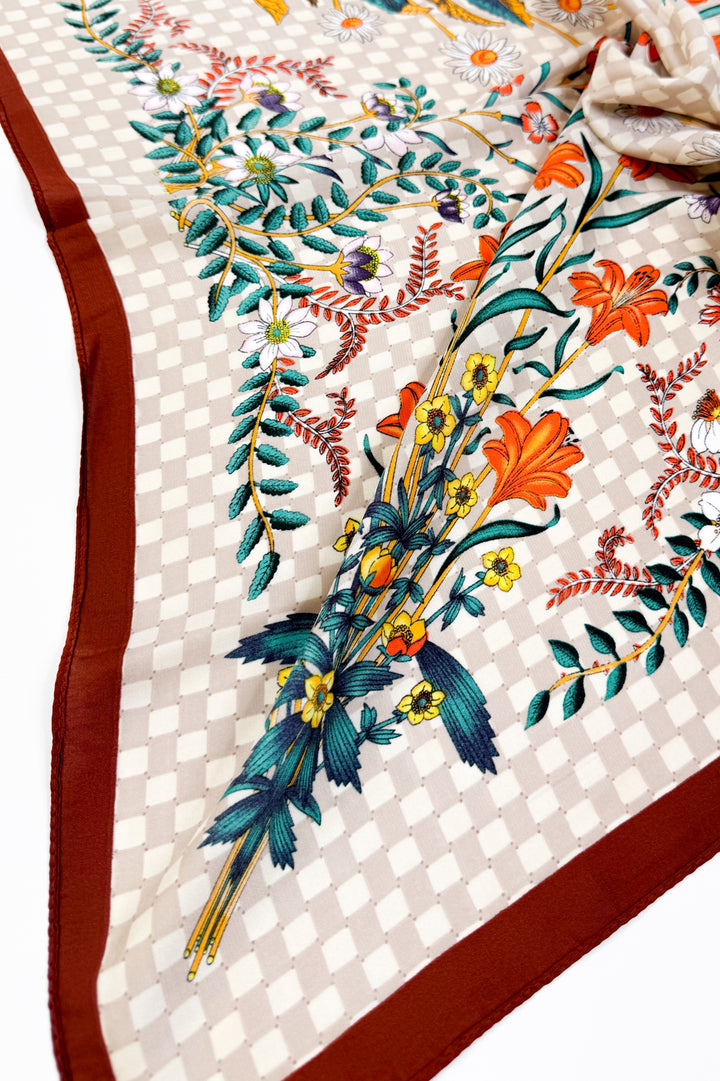 Vintage Bloom Satin Scarf
