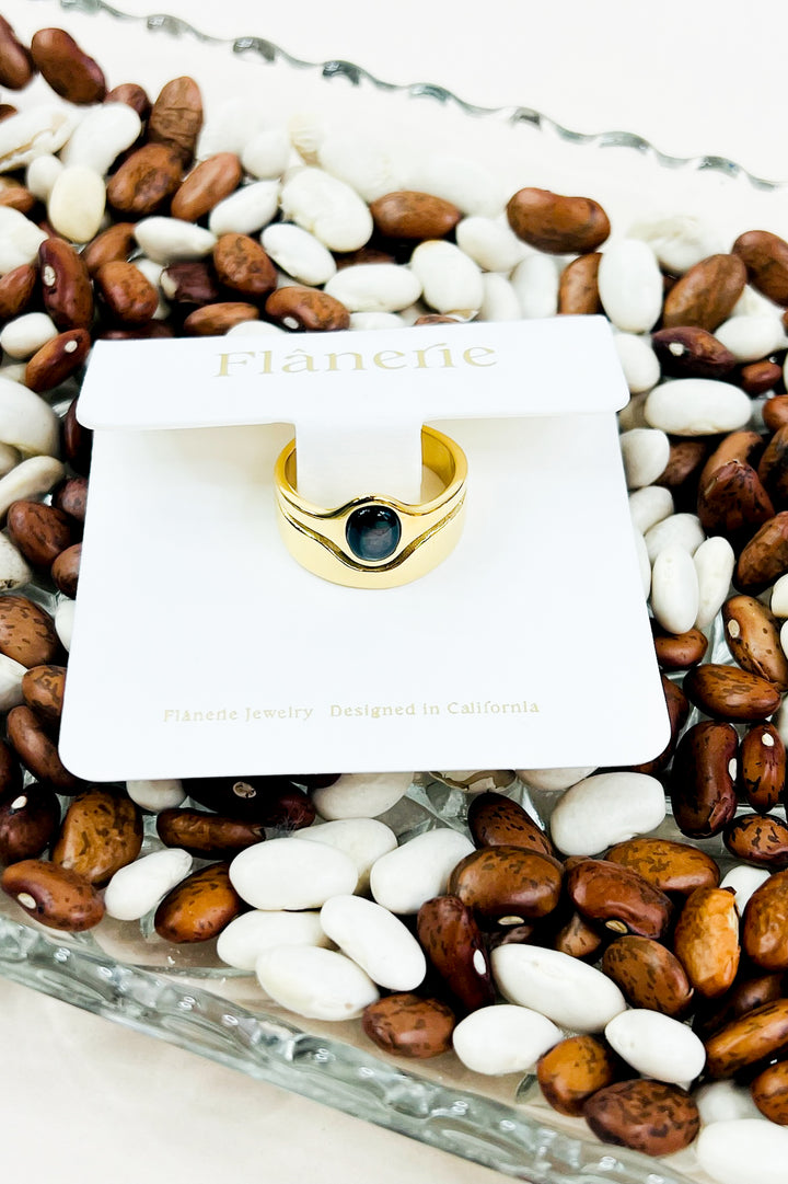 Alouette 18K Gold Stone Wave Ring