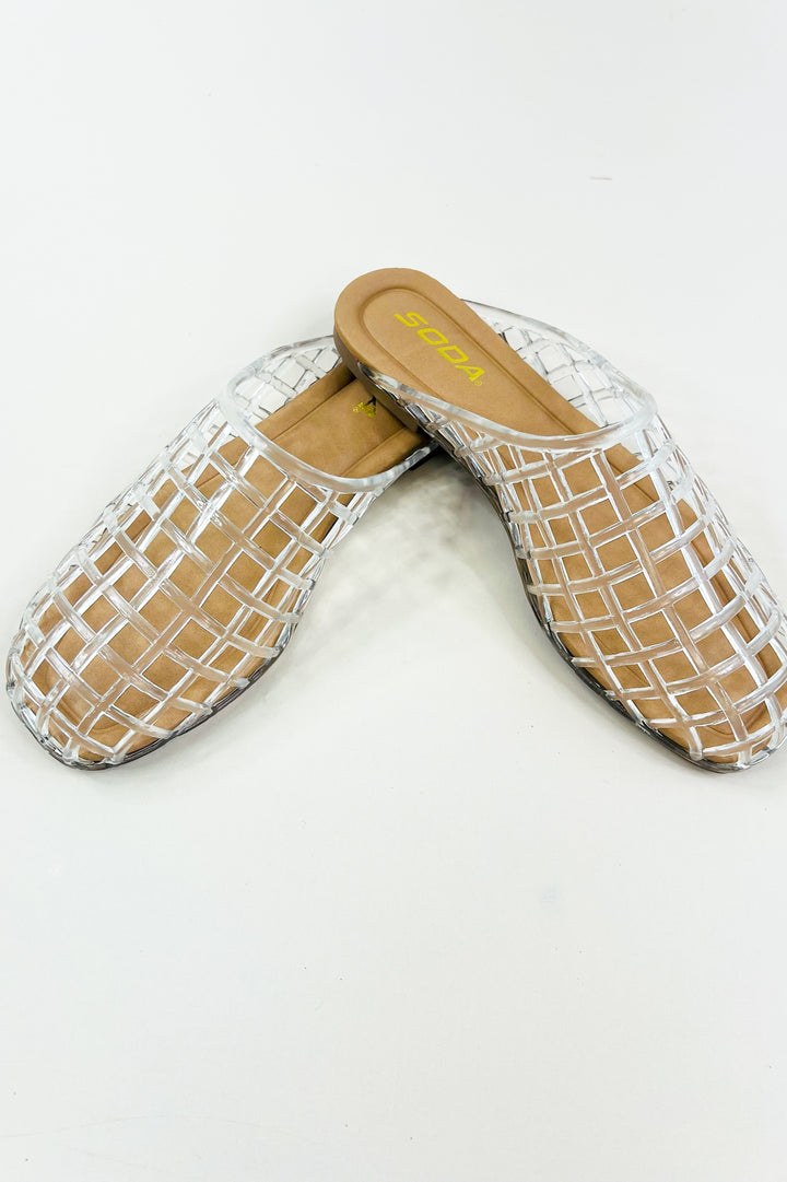 Mesh Lattice Jelly Slip On Mule Shoes