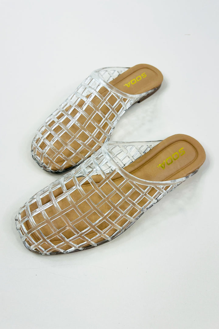 Mesh Lattice Jelly Slip On Mule Shoes