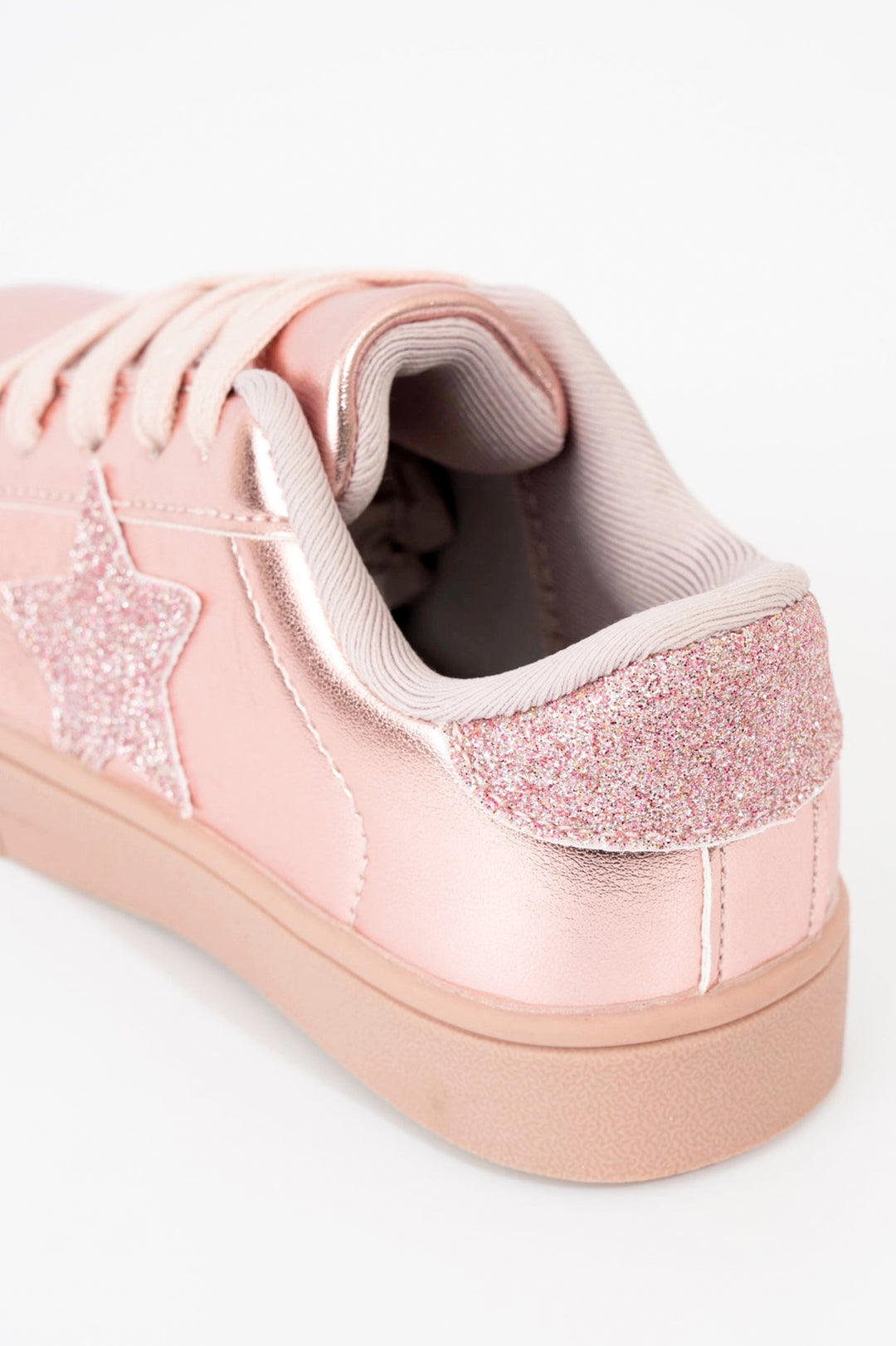 Girls Pink Gold Star Sneakers