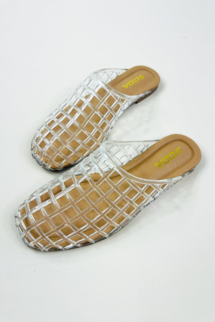 Mesh Lattice Jelly Slip On Mule Shoes