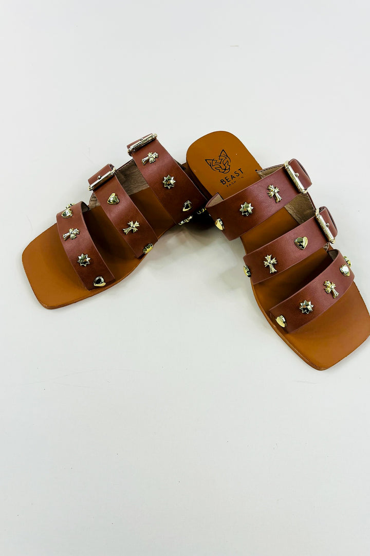 Studded Embellished Flat Sandals