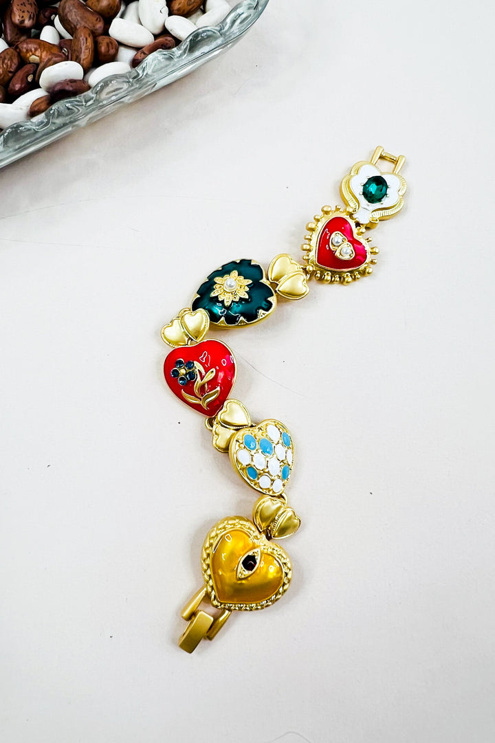 Elysian 18K Gold Boho Baroque Heart Color Bracelet