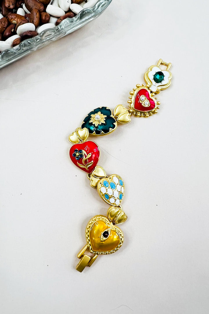Elysian 18K Gold Boho Baroque Heart Color Bracelet