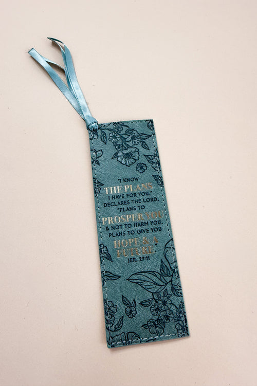 Faux Leather Bookmark | Teal Jeremiah 29:11